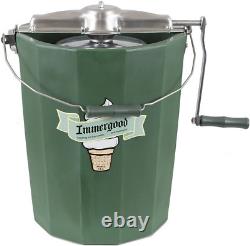 PREMIUM Large 8 Qt. Immergood Ice Cream Maker Stainless Steel Hand Crank