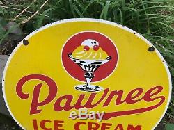 Pawnee Ice Cream Large, Heavy Double Sided Porcelain Sign (30 Inch) Nice Sign