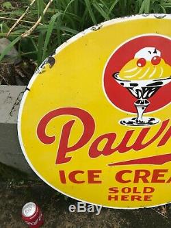 Pawnee Ice Cream Large, Heavy Double Sided Porcelain Sign (30 Inch) Nice Sign