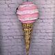 Peppermint Square Large Indoor Outdoor Pink Ice Cream Cone Christmas Decoration