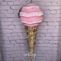 Peppermint Square Large Indoor Outdoor Pink Ice Cream Cone Christmas Decoration
