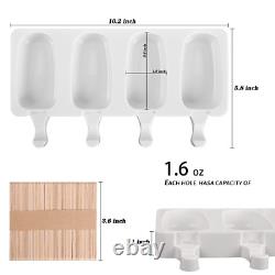 Popsicle Silicone Molds Set, 2 PCS Ice Cream Molds with 50 Wooden Sticks for
