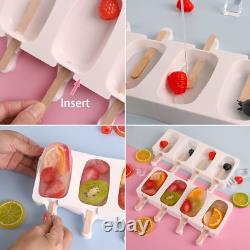 Popsicle Silicone Molds Set, 2 PCS Ice Cream Molds with 50 Wooden Sticks for