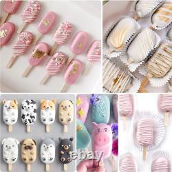Popsicle Silicone Molds Set, 2 PCS Ice Cream Molds with 50 Wooden Sticks for