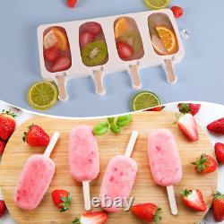 Popsicle Silicone Molds Set, 2 PCS Ice Cream Molds with 50 Wooden Sticks for