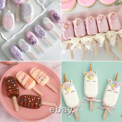 Popsicle Silicone Molds Set, 2 PCS Ice Cream Molds with 50 Wooden Sticks for