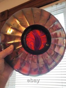 Pretty Purple Northwood Carnival Glass Peacock & Urn Large Ice Cream Bowl