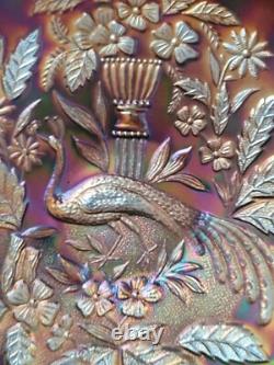 Pretty Purple Northwood Carnival Glass Peacock & Urn Large Ice Cream Bowl