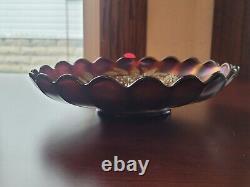 Pretty Purple Northwood Carnival Glass Peacock & Urn Large Ice Cream Bowl