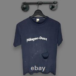 RARE 1970's Haagen Dazs Ice Cream VANILLA Promo Tee L TRASHED FADED DISTRESSED