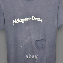 RARE 1970's Haagen Dazs Ice Cream VANILLA Promo Tee L TRASHED FADED DISTRESSED