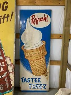 RARE Large Tastee Freez Dairy Ice Cream Metal Lighthouse Sign GAS OIL SODA COLA