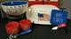 Rae Dunn 4th Of July Bundle Large Mixing Bowl Ice Cream Cheese Board Knife Plate