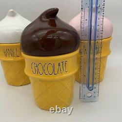 Rae Dunn Ice Cream Cone Candles SET OF THREE Chocolate Vanilla Strawberry RARE