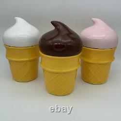 Rae Dunn Ice Cream Cone Candles SET OF THREE Chocolate Vanilla Strawberry RARE