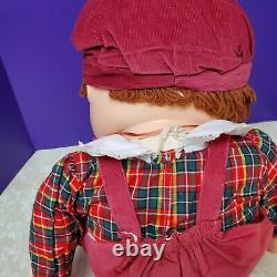 Rare 1980s Ice Cream Doll Boy Overalls Necklace Vintage Large 24 Hat Plaid