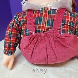 Rare 1980s Ice Cream Doll Boy Overalls Necklace Vintage Large 24 Hat Plaid