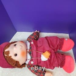 Rare 1980s Ice Cream Doll Boy Overalls Necklace Vintage Large 24 Hat Plaid