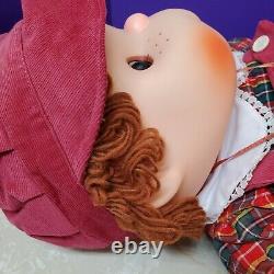 Rare 1980s Ice Cream Doll Boy Overalls Necklace Vintage Large 24 Hat Plaid