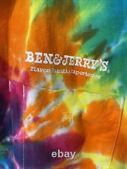 Rare Ben & Jerry's Fanatic Tie Dye Lab Coat Colorful Summer Vibes Ice Cream