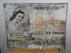 Rare Dallaire Large 40 X 30 Quebec Ice Cream Store Tin Sign Woman Graphics