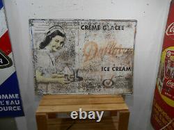 Rare Dallaire Large 40 X 30 Quebec Ice Cream Store Tin Sign Woman Graphics