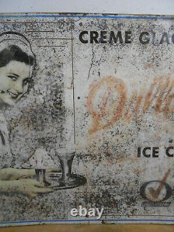 Rare Dallaire Large 40 X 30 Quebec Ice Cream Store Tin Sign Woman Graphics