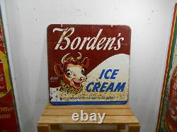 Rare Early Borden's Ice Cream Large 30 X 30 D/s Metal Sign Elsie Graphics