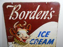 Rare Early Borden's Ice Cream Large 30 X 30 D/s Metal Sign Elsie Graphics