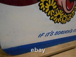 Rare Early Borden's Ice Cream Large 30 X 30 D/s Metal Sign Elsie Graphics
