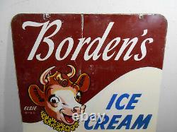 Rare Early Borden's Ice Cream Large 30 X 30 D/s Metal Sign Elsie Graphics