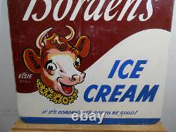 Rare Early Borden's Ice Cream Large 30 X 30 D/s Metal Sign Elsie Graphics