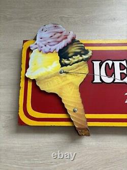 Rare Vintage Ice Cream Churn Shop 28 Flavors Wooden Sign Large 4 Ft