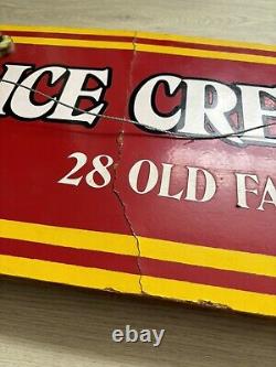 Rare Vintage Ice Cream Churn Shop 28 Flavors Wooden Sign Large 4 Ft