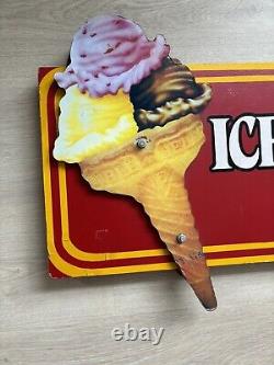 Rare Vintage Ice Cream Churn Shop 28 Flavors Wooden Sign Large 4 Ft