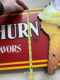 Rare Vintage Ice Cream Churn Shop 28 Flavors Wooden Sign Large 4 Ft
