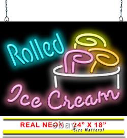 Rolled Ice Cream Neon Sign Large 24 x 18 Real Neon Attracts More Customers
