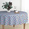 Round Tablecloth American Ice Pop Icecream Bbq July 4Th Melting Cotton Sateen