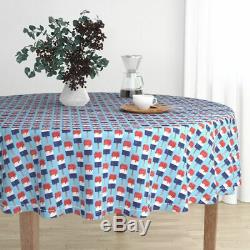 Round Tablecloth American Ice Pop Icecream Bbq July 4Th Melting Cotton Sateen