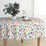 Round Tablecloth Ice Cream Watercolor Summer Ice Creams On White Cotton Sateen
