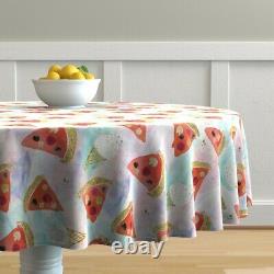 Round Tablecloth Pizza Ice Cream Junk Food Watercolor Girly Cotton Sateen