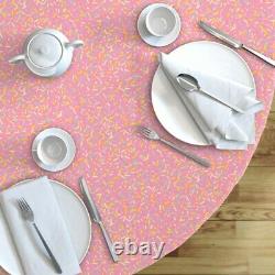 Round Tablecloth Sprinkles Ice Cream On Pink Scatter Donut Cupcake Cotton Sateen