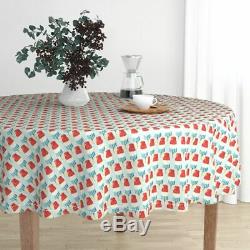 Round Tablecloth Summer Food Ice Cream Usa Popsicle Vintage Cotton Sateen