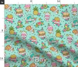Round Tablecloth Tattoos Food Junk Food Pizza Fries Ice Cream Cotton Sateen