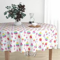 Round Tablecloth Watermelon Strawberry Ice Cream Melon Fruit Cotton Sateen