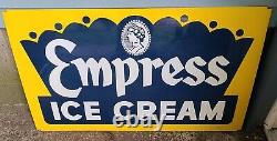 Scarce Large 1940's or 50's Painted Metal Empress Brand Ice Cream Sign 44x28