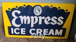 Scarce Large 1940's or 50's Painted Metal Empress Brand Ice Cream Sign 44x28