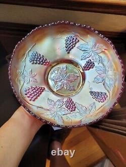 Scarce Large RED Fenton Carnival Glass Vintage Pattern Ice Cream Bowl