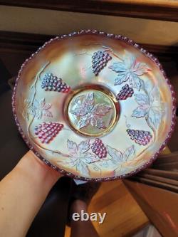 Scarce Large RED Fenton Carnival Glass Vintage Pattern Ice Cream Bowl