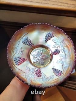 Scarce Large RED Fenton Carnival Glass Vintage Pattern Ice Cream Bowl